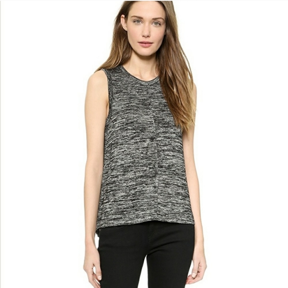 Rag & Bone navy and grey knit open back shirt